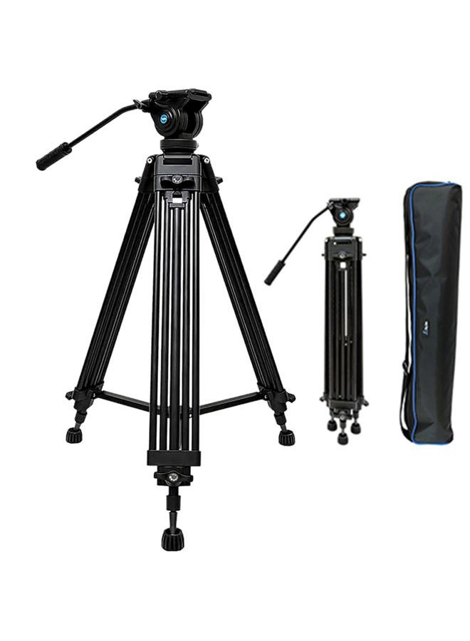 YUSEN 62"/158CM Video Tripod Professional Heavy Duty Aluminum Twin Tube Video Tripod 360 Degree Fluid Head Mid-Level Spreader for DSLR Camcorder Camera Load Up to 17.6lb/8kg - Image 1