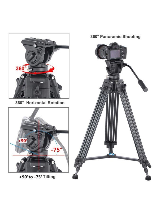 YUSEN 62"/158CM Video Tripod Professional Heavy Duty Aluminum Twin Tube Video Tripod 360 Degree Fluid Head Mid-Level Spreader for DSLR Camcorder Camera Load Up to 17.6lb/8kg - Image 2