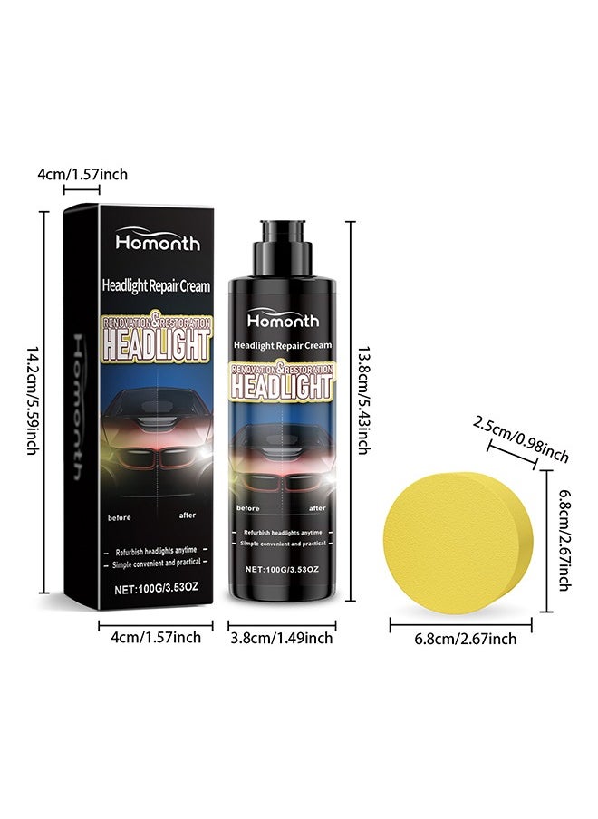 Homonth Headlight Restoration Kit for Cars - Headlamp Lens Cleaner, Car Headlight Polish | Headlight Cleaner and Restorer, Headlight Scratch Repair, Lens Polisher with Sponge for Repair Headlight Scratches  - Image 2