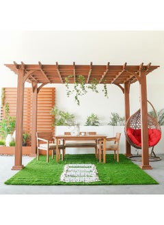 DANUBE HOME Hiba Wooden Single Slat Pergola Wooden Gazebo Outdoor Garden Decor Shelter for Garden Porch Beach Pavilion Backyard Wood - 3x4x2.6 M  - Image 1