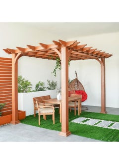 DANUBE HOME Hiba Wooden Single Slat Pergola Wooden Gazebo Outdoor Garden Decor Shelter for Garden Porch Beach Pavilion Backyard Wood - 3x4x2.6 M  - Image 2