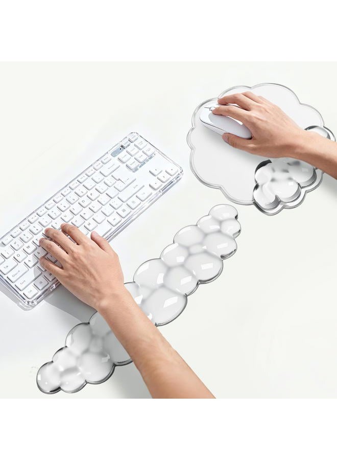 Telihao Keyboard Wrist Rest Set — Ergonomic Cloud Wrist Rest Keyboard and Mouse Pad, Non-Slip Desk Accessories for Office and Home（White） - Image 1