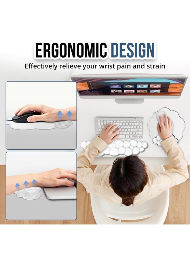 Telihao Keyboard Wrist Rest Set — Ergonomic Cloud Wrist Rest Keyboard and Mouse Pad, Non-Slip Desk Accessories for Office and Home（White） - Image 5