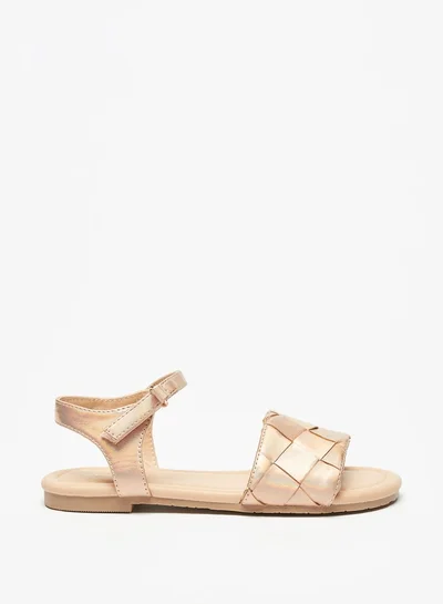 MISSY Girls Iridescent Weave Textured Sandals With Hook And Loop Closure