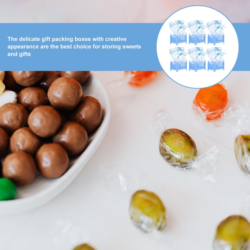 Blue Plastic Candy Boxes With Lids 6pcs For Party Favor Shower Wedding Birthday Packaging - Image 5