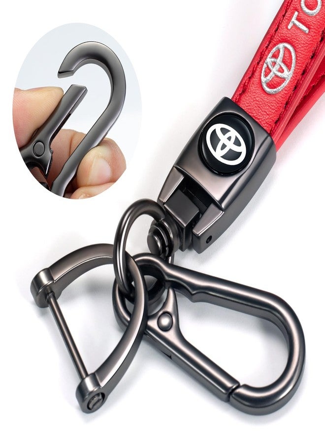 TACOMA Genuine Leather Car Keychain Key Chain for Men and Women Family Present Key Ring Accessories RED, To-red - Image 5