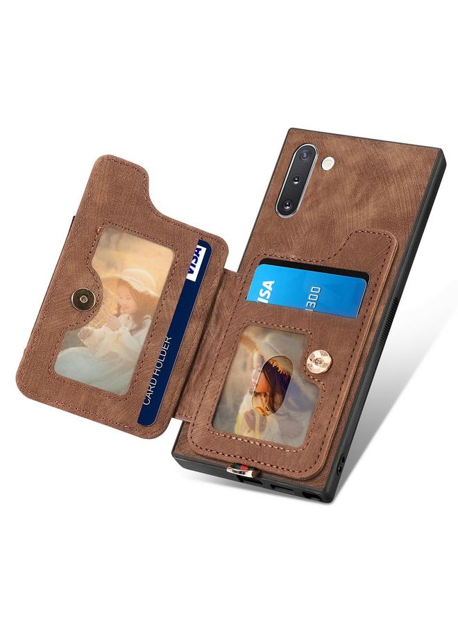 erorex Case For Samsung Galaxy Note10 Retro Skin-feel Ring Multi-card Wallet Phone Case - Image 2