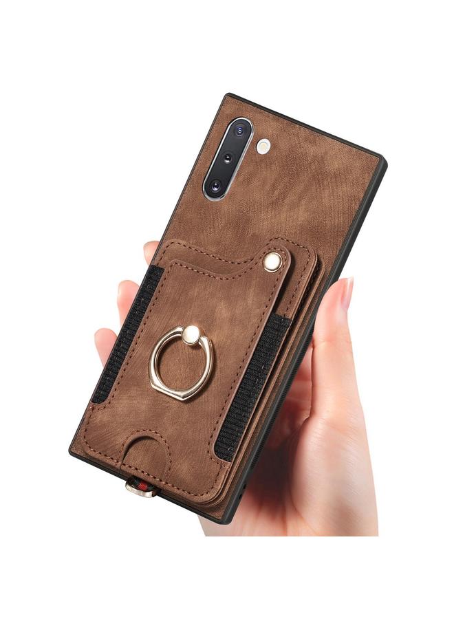 erorex Case For Samsung Galaxy Note10 Retro Skin-feel Ring Multi-card Wallet Phone Case - Image 4