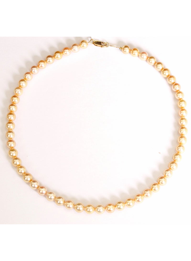 MIKURA Necklace Japanese Akoya Pearls, A Quality, Treated Gold Color, 7.5-7.0MM, 18KY  - Image 1