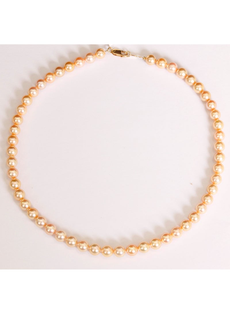 MIKURA Necklace Japanese Akoya Pearls, A Quality, Treated Gold Color, 7.5-7.0MM, 18KY  - Image 2
