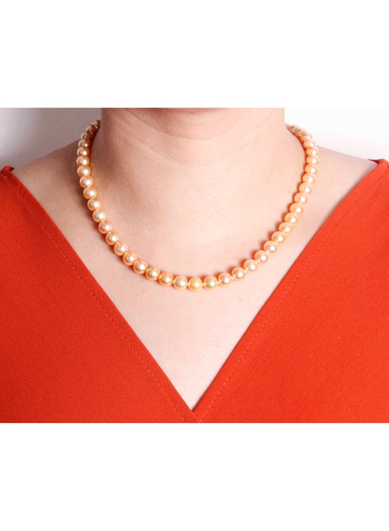 MIKURA Necklace Japanese Akoya Pearls, A Quality, Treated Gold Color, 7.5-7.0MM, 18KY  - Image 4