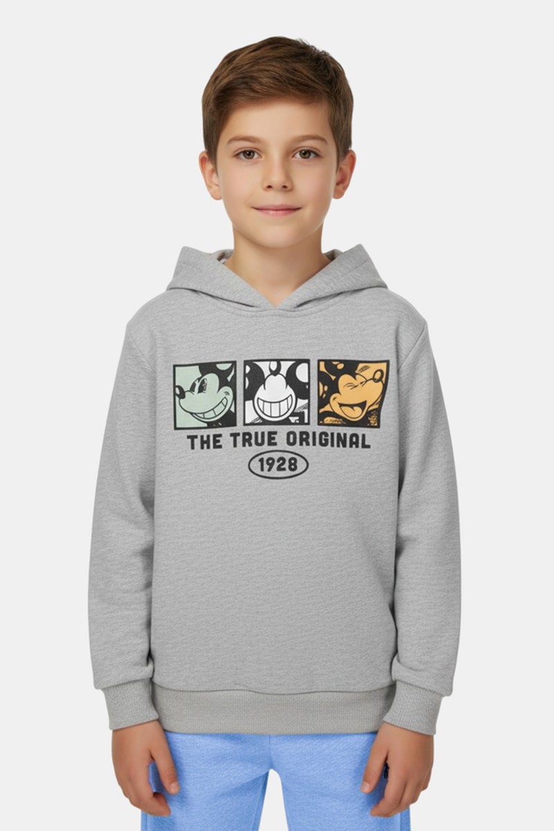 Disney x Micky And Friends Kids Boy Long Sleeve Hoodies, Heather Grey - Image 1