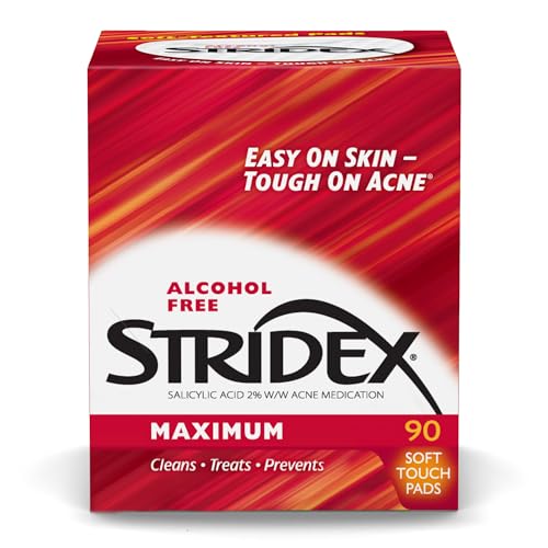Stridex Medicated Acne Pads Maximum 90 Count Pack of 3  Facial Cleansing Wipes AlcoholFree Face Pads Acne Treatment for Face For Moderate Acne Smooth Application