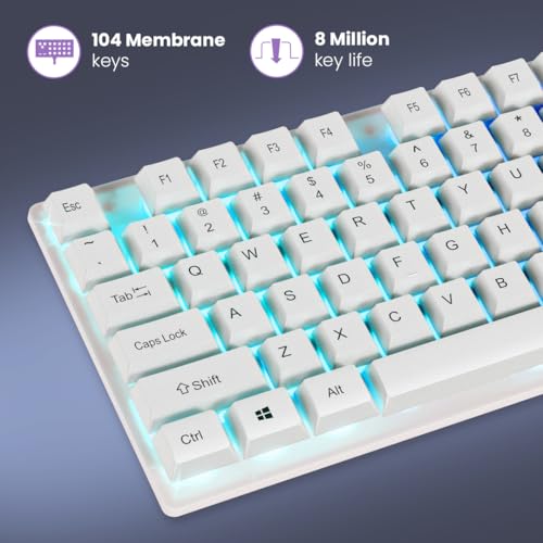 LAPCARE RAPIDO Wired Gaming Keyboard and Mouse Combo with RGB Lighting, Membrane Keys, 8 Million Clicks, Optically Precise Tracking, USB Interface, Ergonomic Design for PC Gaming, White (‎LGC-213) - Image 3