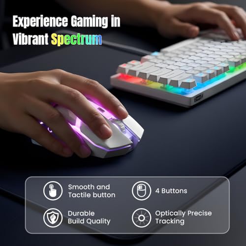 LAPCARE RAPIDO Wired Gaming Keyboard and Mouse Combo with RGB Lighting, Membrane Keys, 8 Million Clicks, Optically Precise Tracking, USB Interface, Ergonomic Design for PC Gaming, White (‎LGC-213) - Image 5
