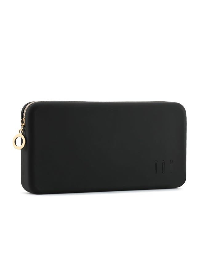 FVION Makeup Bag for Travel, Large Silicone Cosmetic Bag, Make Up Brushes Holder Case, Portable Makeup Organiser for Women Girls (Black) - Image 1