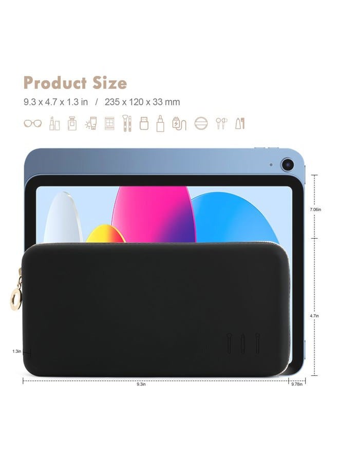 FVION Makeup Bag for Travel, Large Silicone Cosmetic Bag, Make Up Brushes Holder Case, Portable Makeup Organiser for Women Girls (Black) - Image 3