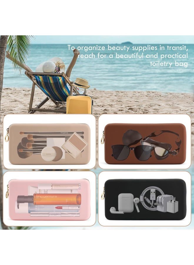 FVION Makeup Bag for Travel, Large Silicone Cosmetic Bag, Make Up Brushes Holder Case, Portable Makeup Organiser for Women Girls (Black) - Image 2