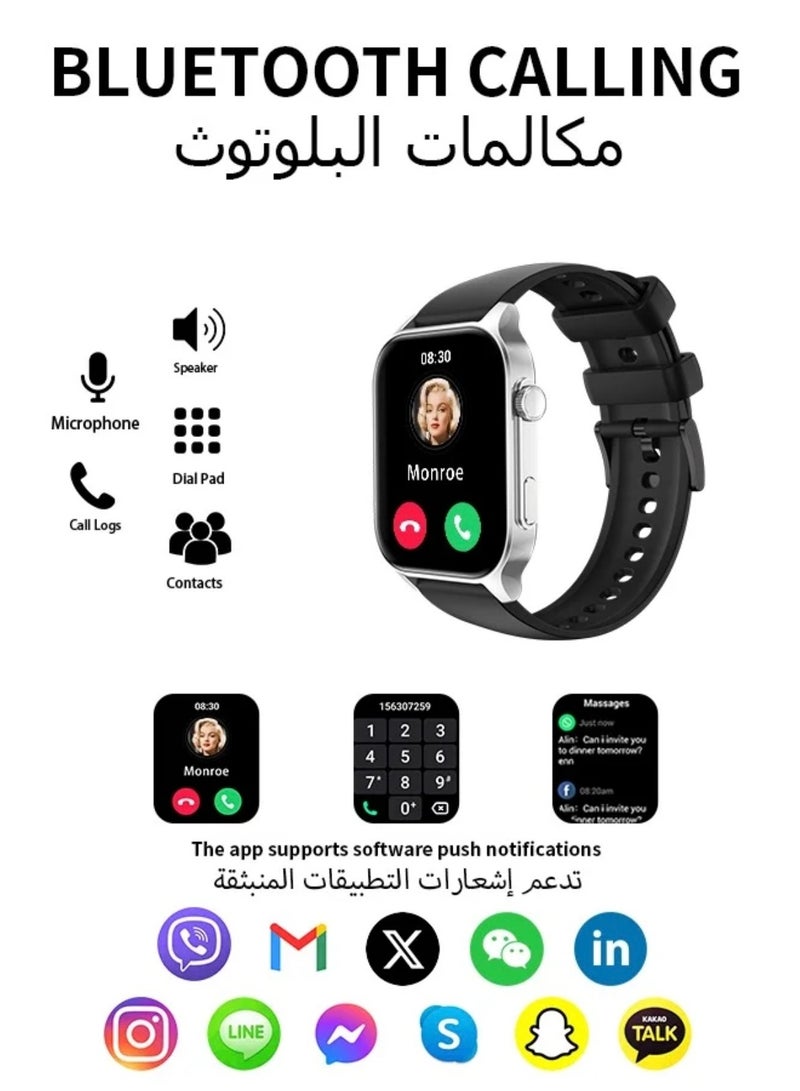 Lee Yon Business Smartwatch,Waterproof Fitness Watch, Bluetooth Calling, Zinc Alloy Vacuum Plating, Heart Rate Monitoring, Black - Image 2