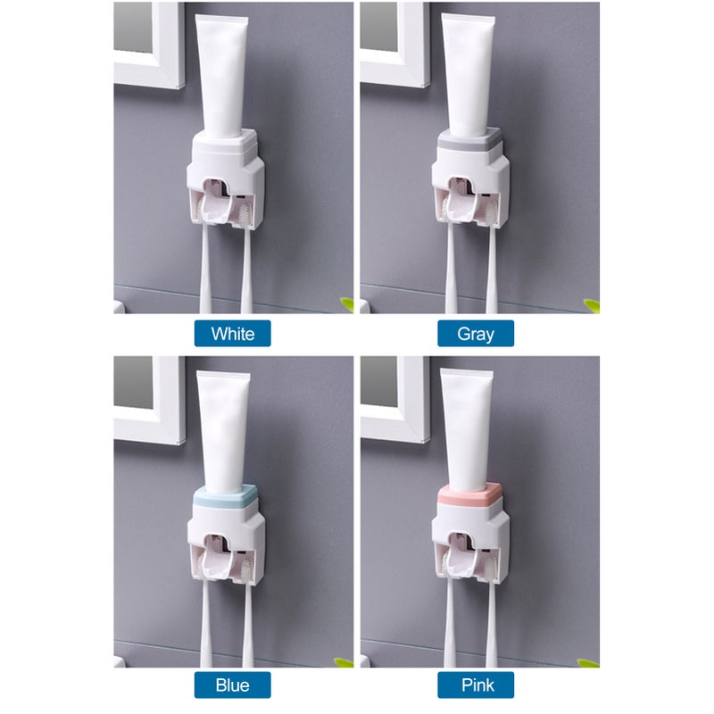 Automatic Toothpaste Dispenser with 2 Toothbrush Holder Slots Set Hands Wall Mounted Toothpaste Squeezer Dispenser for Family Bathroom Sink - Image 2