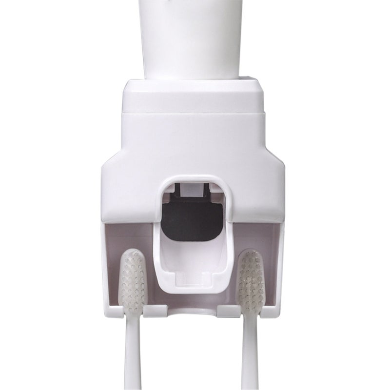 Automatic Toothpaste Dispenser with 2 Toothbrush Holder Slots Set Hands Wall Mounted Toothpaste Squeezer Dispenser for Family Bathroom Sink - Image 1
