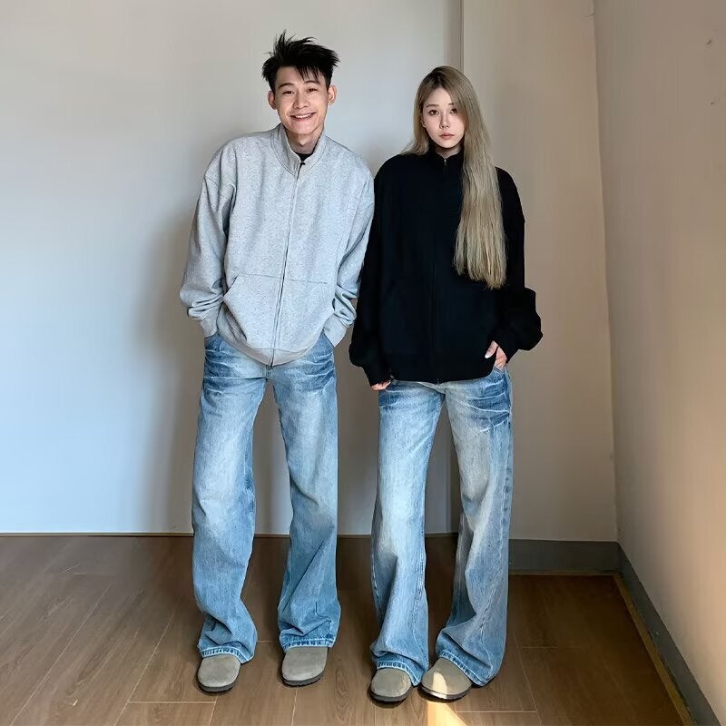 Unisex Classic Denim Jeans Loose Fit Daily Outdoor Wear - Image 2