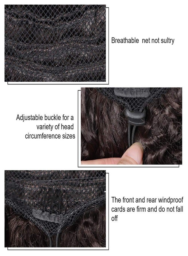 Vigorous Drawstring Ponytail Extension Short Afro Kinky Curly Brown Ponytail for African Women Fluffy Pony Tails Hair Extensions Synthetic Hairpiece for Daily Use - Image 4