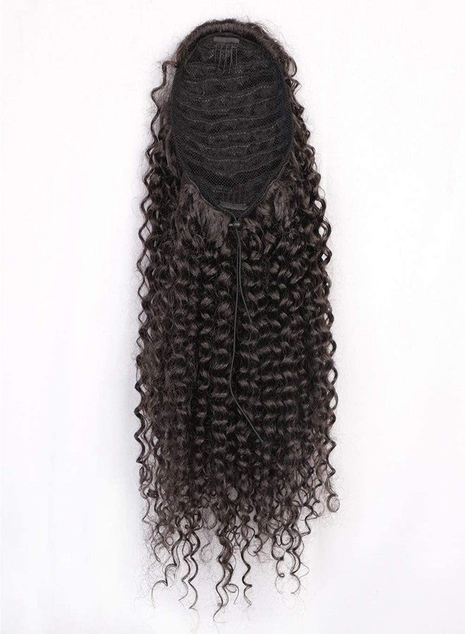 Vigorous Drawstring Ponytail Extension Short Afro Kinky Curly Brown Ponytail for African Women Fluffy Pony Tails Hair Extensions Synthetic Hairpiece for Daily Use - Image 5