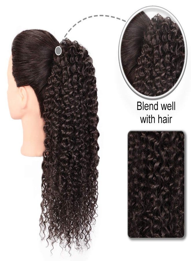 Vigorous Drawstring Ponytail Extension Short Afro Kinky Curly Brown Ponytail for African Women Fluffy Pony Tails Hair Extensions Synthetic Hairpiece for Daily Use - Image 2