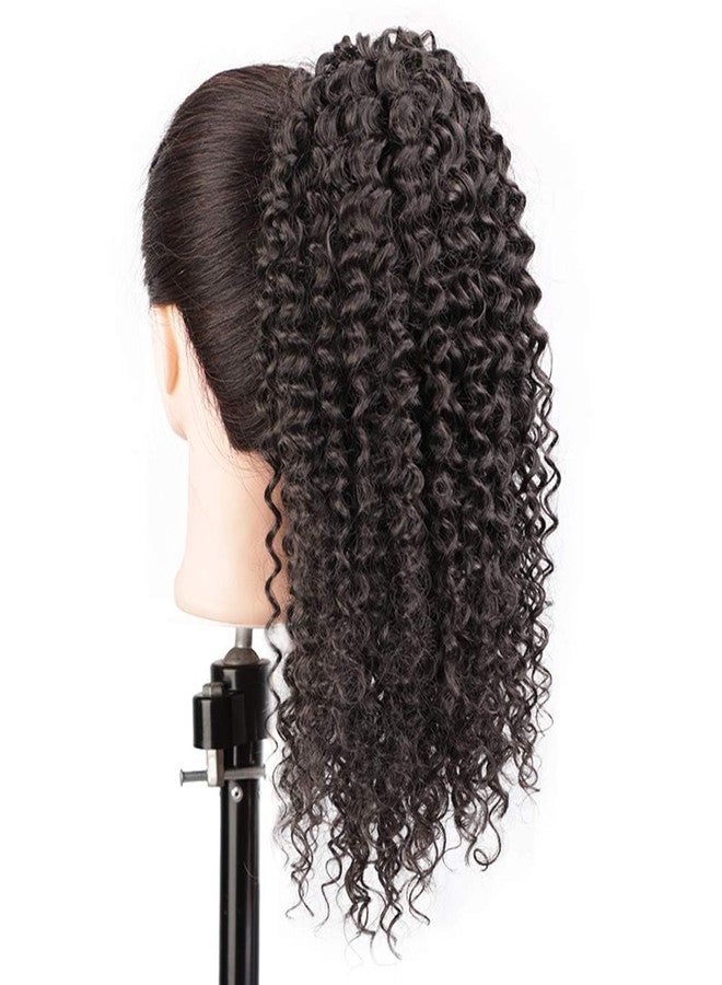 Vigorous Drawstring Ponytail Extension Short Afro Kinky Curly Brown Ponytail for African Women Fluffy Pony Tails Hair Extensions Synthetic Hairpiece for Daily Use - Image 3
