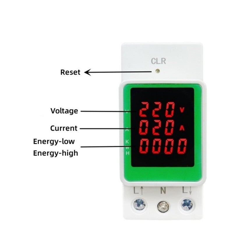 Din Rail Multifunction Digital Power Energy Meter 100A AC 160 270V Kwh Ammeter Voltmeter - Image 3