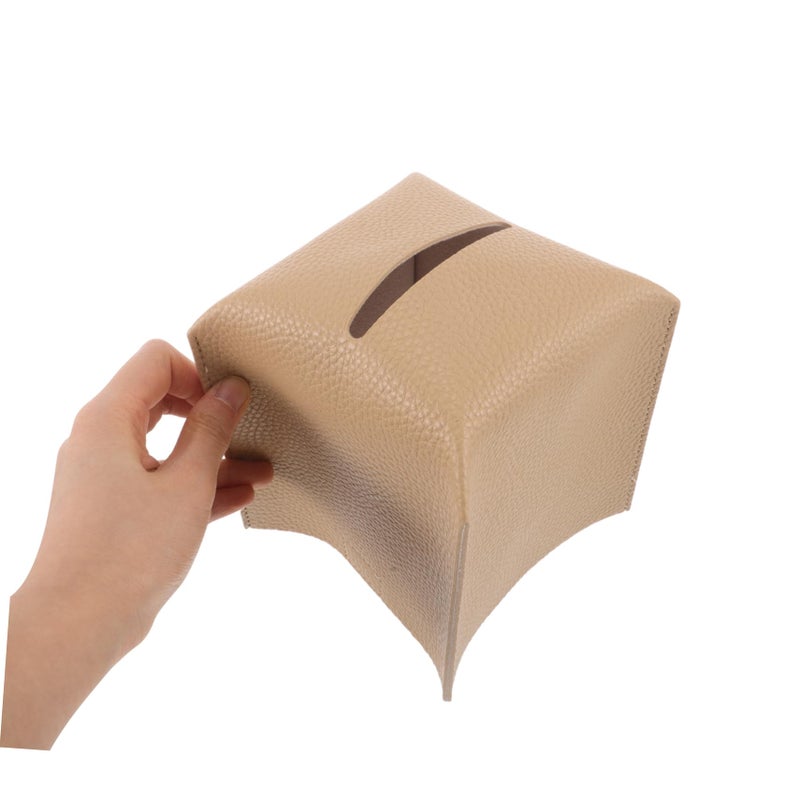 غطاء علبة المناديل الحديث من الجلد الصناعي مربع الشكل، حامل زخرفي للمنزل والمكتب والسيارة وطاولة الطعام - Image 4