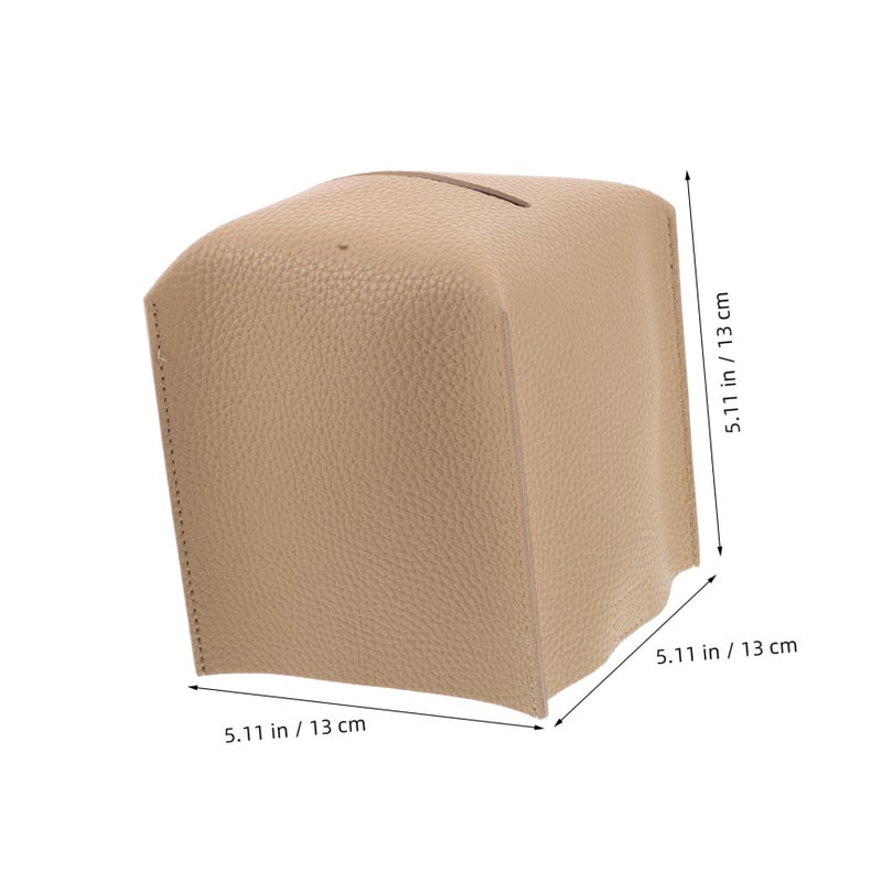 غطاء علبة المناديل الحديث من الجلد الصناعي مربع الشكل، حامل زخرفي للمنزل والمكتب والسيارة وطاولة الطعام - Image 3
