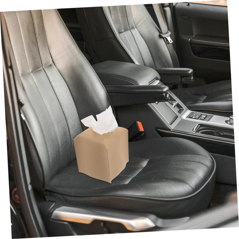 غطاء علبة المناديل الحديث من الجلد الصناعي مربع الشكل، حامل زخرفي للمنزل والمكتب والسيارة وطاولة الطعام - Image 5