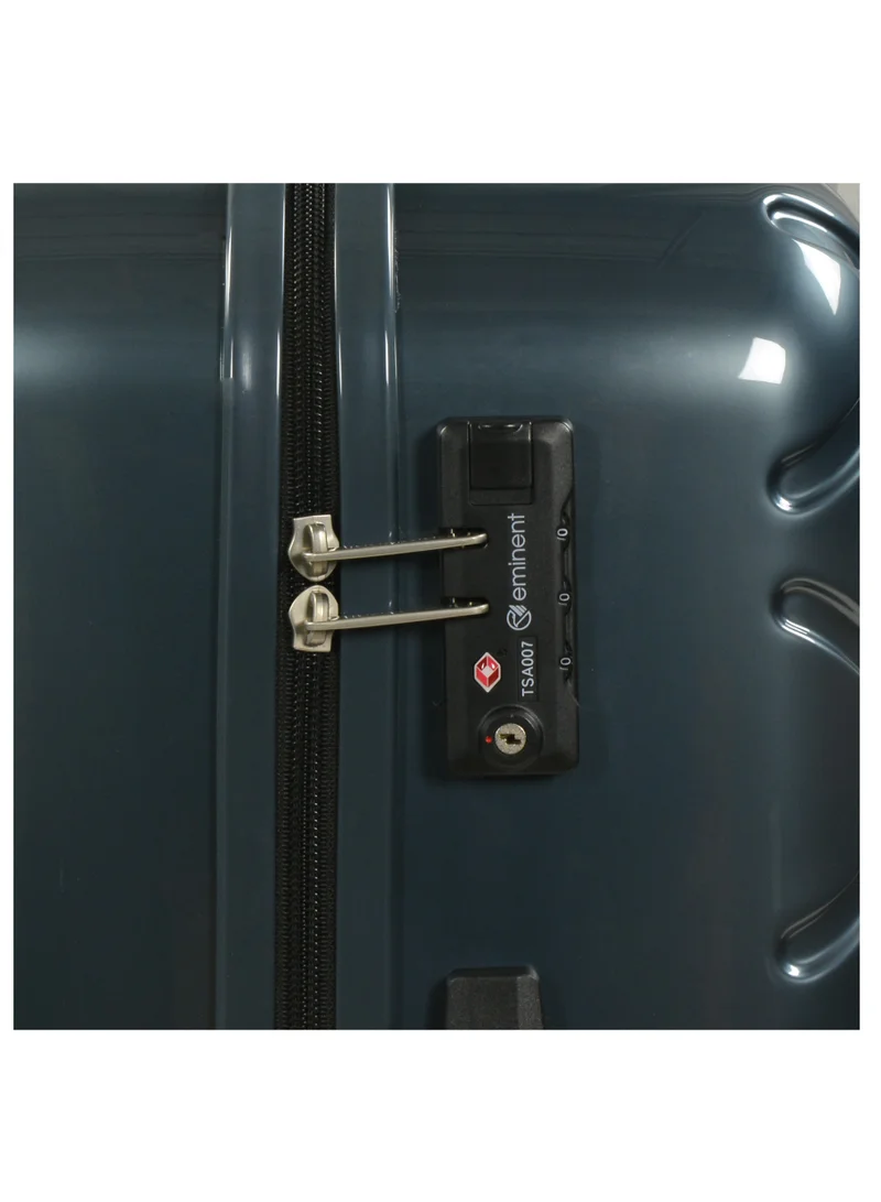 eminent Wheeled Unisex Hard Shell Luggage Trolley Makrolon Lightweight 4 Quiet 360° Double Spinner Wheel Suitcase with TSA lock KG18 Graphite