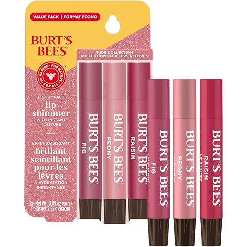 Burt's Bees Burts Bees Lip Shimmer Nude Collection Tinted Lip Balm Stick Moisturizing for All Day Hydration with Natural Glowy Pigmented Finish Buildable Color 3 Warm Shades Value Pack 3 Tubes x 009 Oz - Image 3