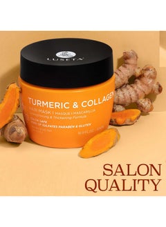 L LUSETA Luseta Turmeric & Collagen Hair Mask Thickening Hair Treatment for Thin and Oily Hair, Nourish Scalp, Frizz Control & Add Shine, Sulfate Free  - Image 2