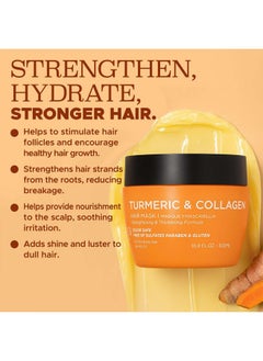 L LUSETA Luseta Turmeric & Collagen Hair Mask Thickening Hair Treatment for Thin and Oily Hair, Nourish Scalp, Frizz Control & Add Shine, Sulfate Free  - Image 3