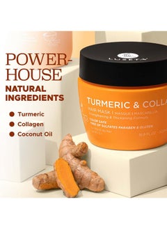 L LUSETA Luseta Turmeric & Collagen Hair Mask Thickening Hair Treatment for Thin and Oily Hair, Nourish Scalp, Frizz Control & Add Shine, Sulfate Free  - Image 4