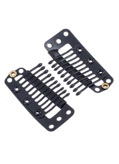 SWACC SWACC 100 Pcs U Shape Metailic Snap Clips ins for Hair Extension Hairpiece DIY Snap-Comb Wig Clips with Rubber (Black, 10-Teeth 9 holes)  - Image 4