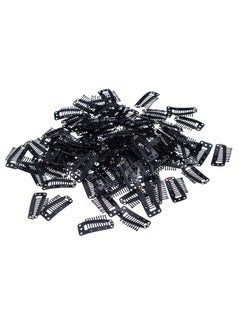 SWACC SWACC 100 Pcs U Shape Metailic Snap Clips ins for Hair Extension Hairpiece DIY Snap-Comb Wig Clips with Rubber (Black, 10-Teeth 9 holes)  - Image 3