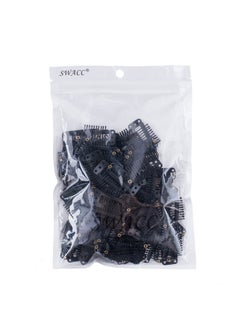 SWACC SWACC 100 Pcs U Shape Metailic Snap Clips ins for Hair Extension Hairpiece DIY Snap-Comb Wig Clips with Rubber (Black, 10-Teeth 9 holes)  - Image 5