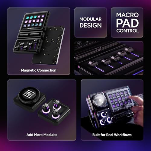 Cooler Master MasterHUB Modular Macro Pad Customizable Hotkey Controller with 15 Display Keys Faders Dials Magnetic Snap Modules for Editing Streaming and Workflow Control - Image 3