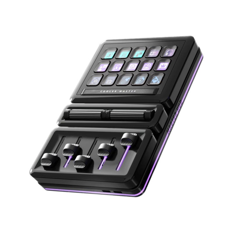 Cooler Master MasterHUB Modular Macro Pad Customizable Hotkey Controller with 15 Display Keys Faders Dials Magnetic Snap Modules for Editing Streaming and Workflow Control - Image 2