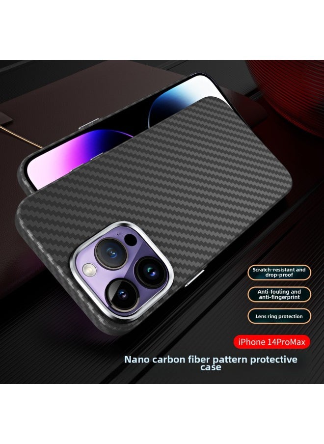 Generic - Carbon Fiber Kevlar For Iphone15Promax Phone Case For Iphone 16 Metal 13 Drop-resistant 12 Protective Case-Color:Black Metal Frame-Applicable Model:For Iphone13/14 - Image 1
