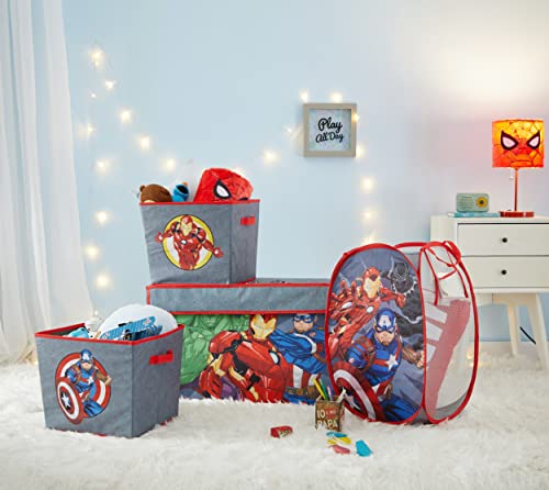 Idea Nuova Marvel The Avengers 4 Piece Storage Solution Set with Pop Up Hamper, Collapsible Storage Trunk and 2 Nestable Storage Bins - Image 1