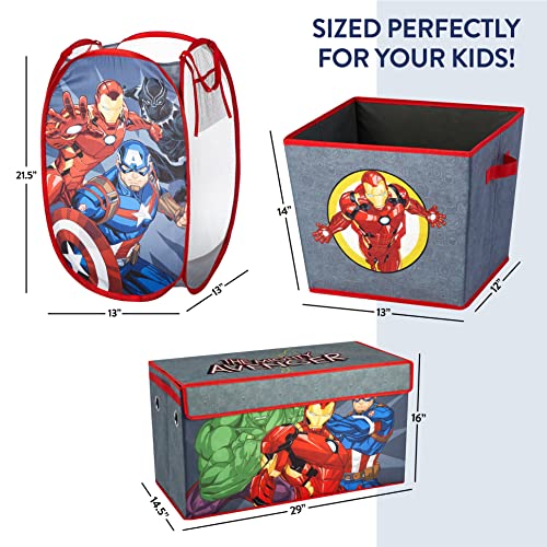 Idea Nuova Marvel The Avengers 4 Piece Storage Solution Set with Pop Up Hamper, Collapsible Storage Trunk and 2 Nestable Storage Bins - Image 3