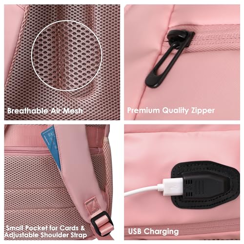 Red Lemon Swiss Pack 26L Waterproof Laptop Backpack – Pro Series 2025 Model, 15.6" Laptop Bag with Rain Cover for Men & Women, Ideal for Office, Travel, School & Daily Use (Champagne Pink) - Image 5