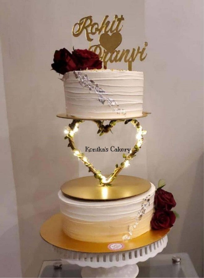 OM KRAFT OMKRAFT Metal Cake Decor Tier Heart Spacer Stand | 6 Inch Height Gold Finish Cake Separator | 2-Tier Cake Support Holder for Wedding, Birthday, Anniversary & Party Cakes - Image 3