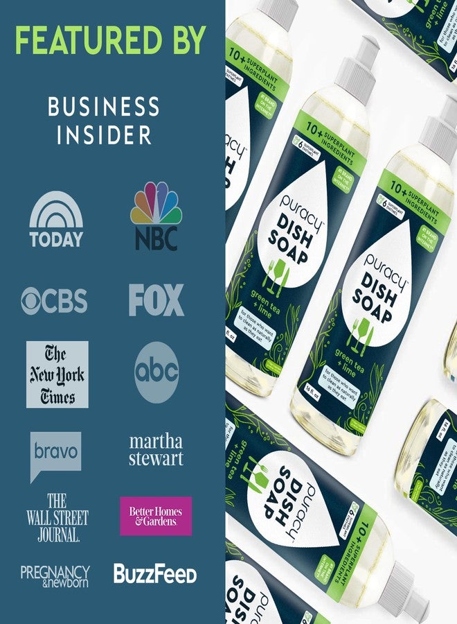 Puracy Natural Dish Soap Packs- Skin-Softening Plant-Based Dishwashing Soap, Non-Toxic Dish Soap, Organic Liquid Dishwashing Detergent Soap (Green Tea & Lime, 16 fl oz, 3 Pack) - Image 3